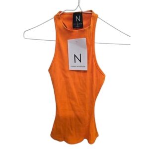 NWT Naked Wardrobe Women's Orange Ribbed Tank Top XS